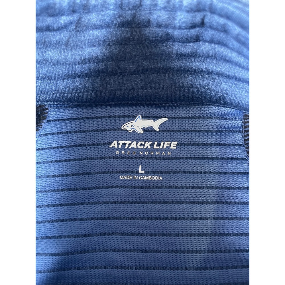 Greg Norman Attack Life Mens Blue Black Ribbed Quarter Zip Golf Pullover Large - Picture 4 of 5